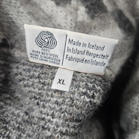 Samband of Iceland Vtg Wool Crop Cardigan Sweater Herringbone Chunky Knit XL - Picture 8 of 9